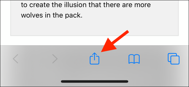 Нажмите кнопку Поделиться в Safari