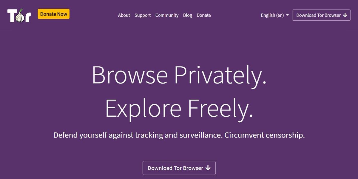главная страница сайта Tor Browser