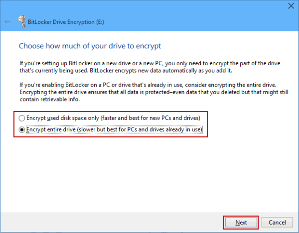 Lock Drive with Password in Windows 10