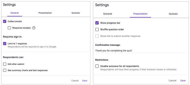 Настройки общего поведения и отображения формы