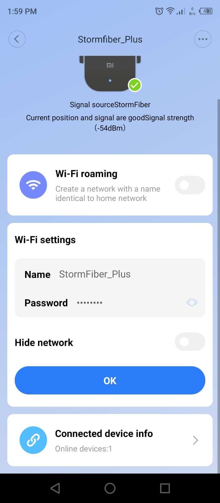 Mi Home Wi-Fi Settings Page