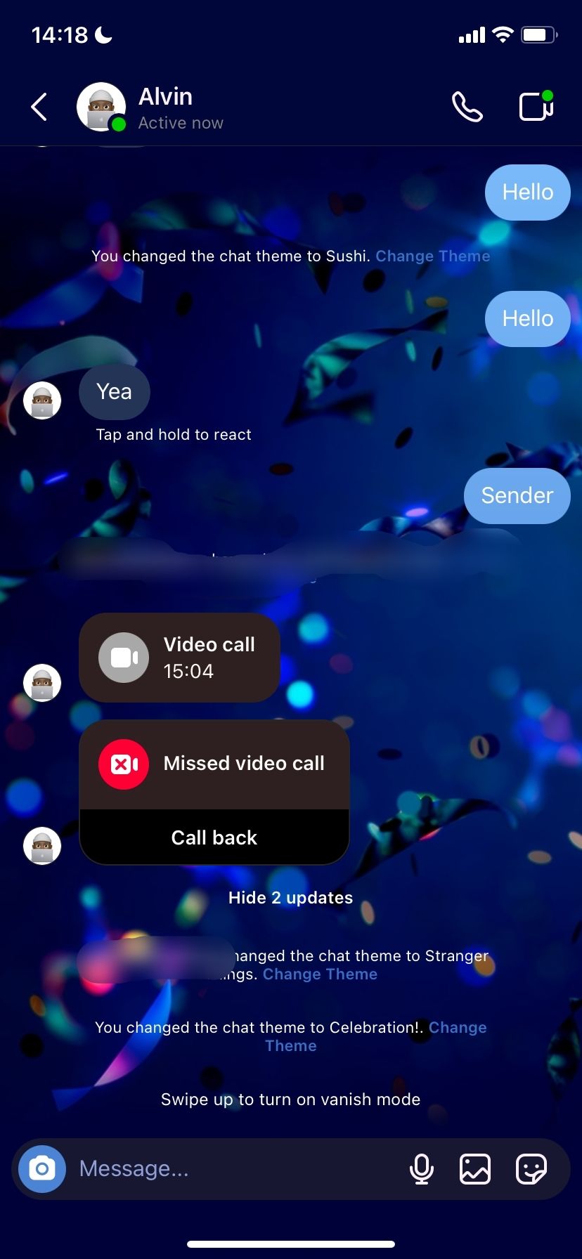 Входящие Instagram с пользовательской темой чата