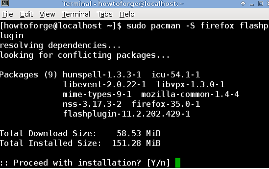 Установка Firefox через pacman