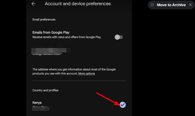 Выбор страны для Google Play при активном VPN