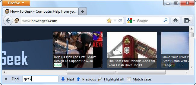 Диалог поиска на веб-странице