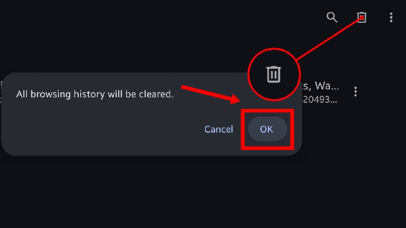 delete search history in opera on mobile