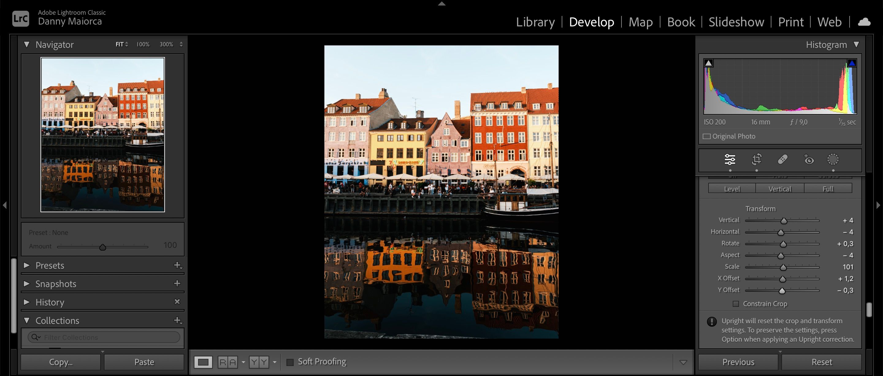 Ползунок Y Offset в Lightroom для вертикального смещения кадра