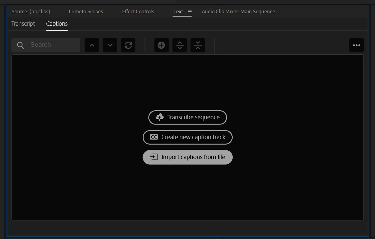 Импорт субтитров в Premiere Pro