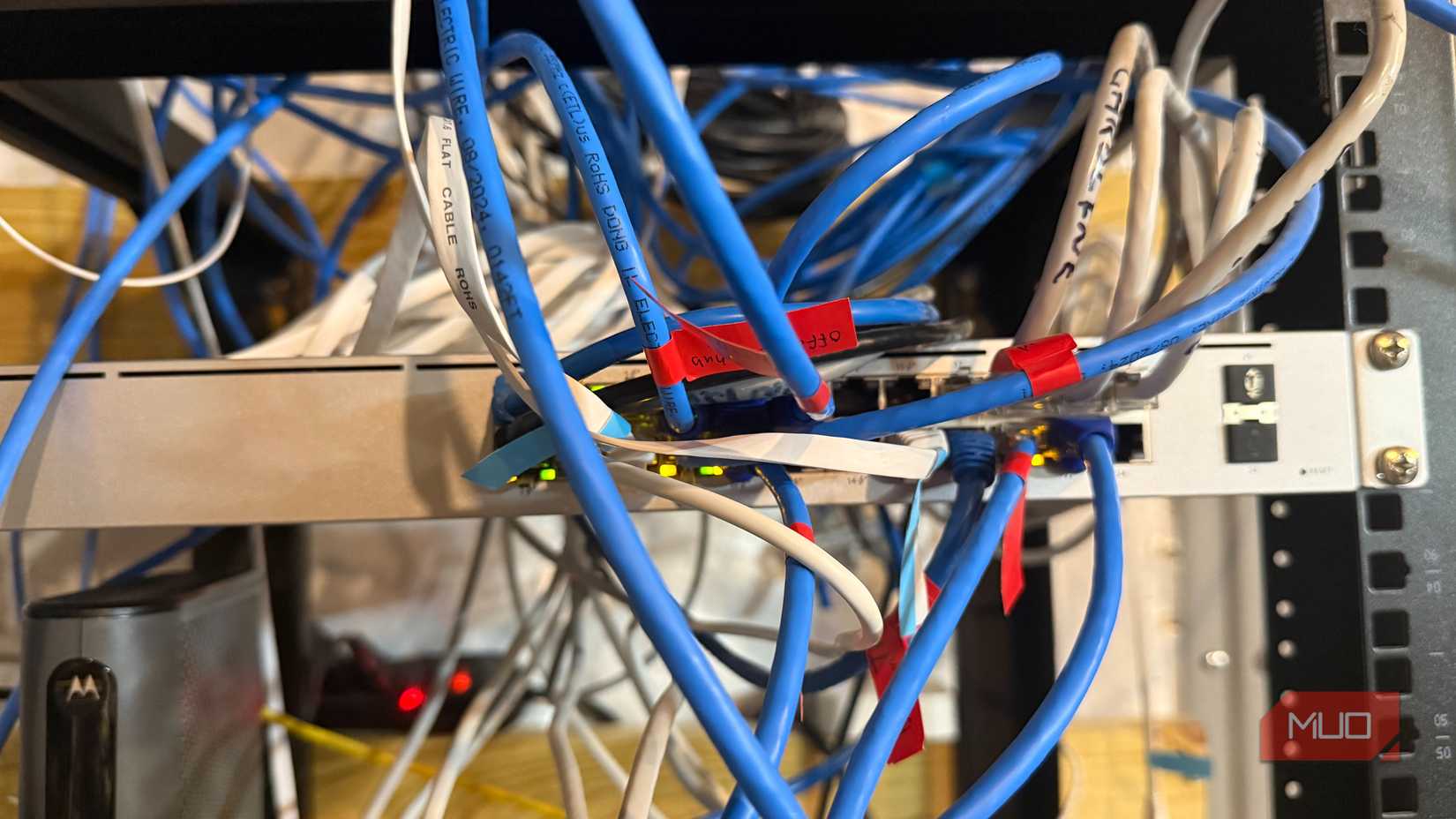 ethernet cables connected to network switch
