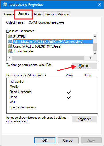 Выдача полного контроля группе Администраторы