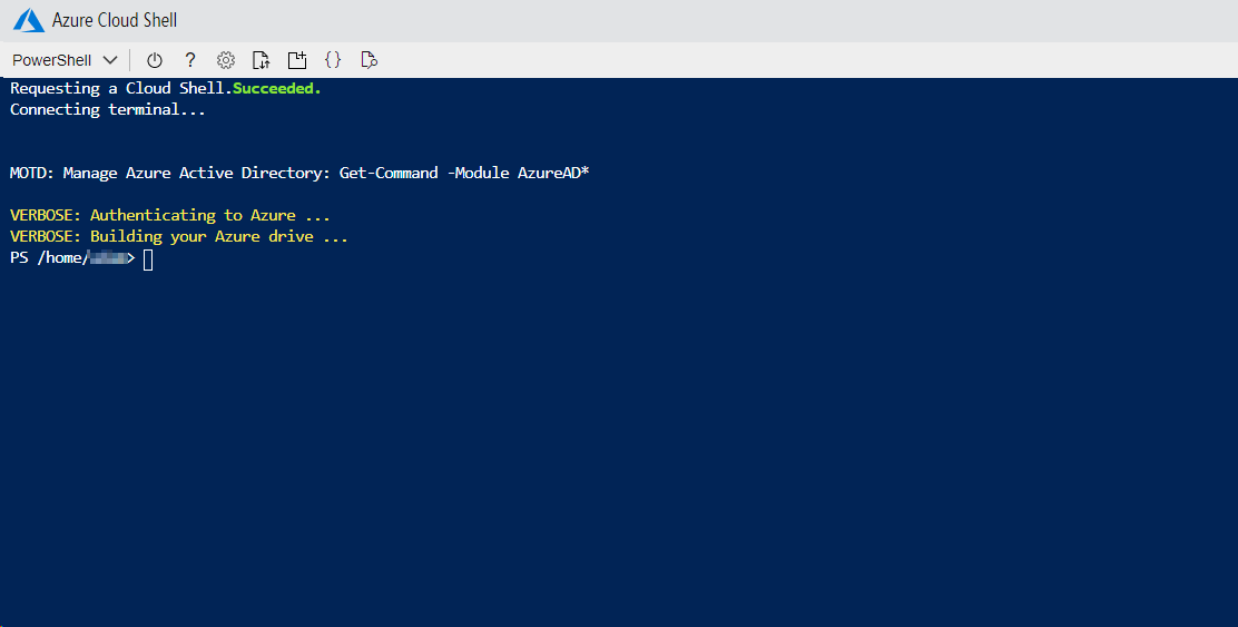 Открыть PowerShell через https://shell.azure.com/.
