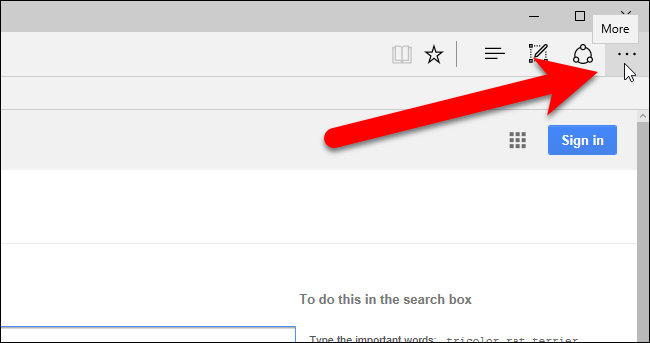 Кнопка меню в Edge