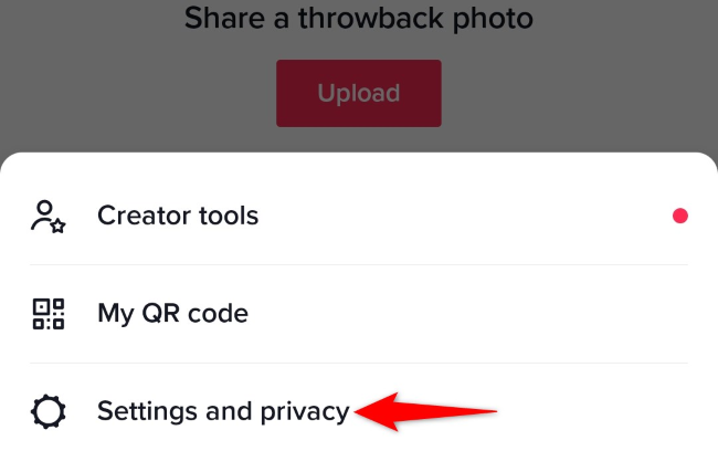Меню Настройки и конфиденциальность
