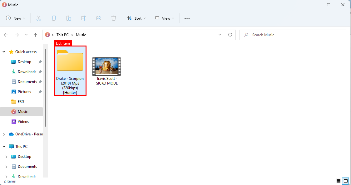 Рекордер выделяет элемент в Проводнике красной рамкой