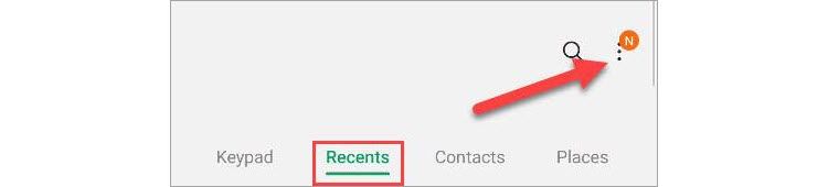 Нажмите иконку меню в вкладке «Недавние».