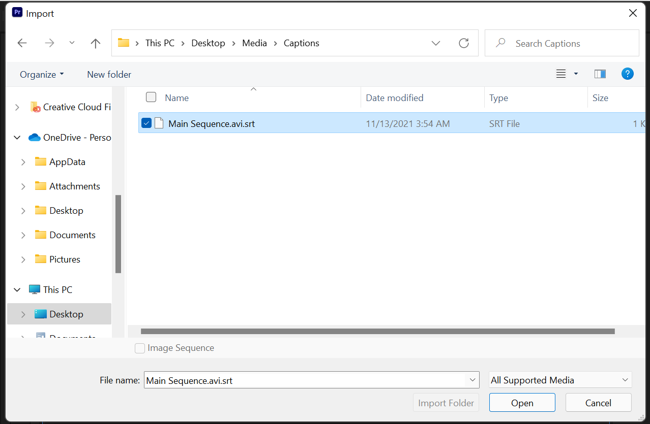 Поиск экспортированных субтитров