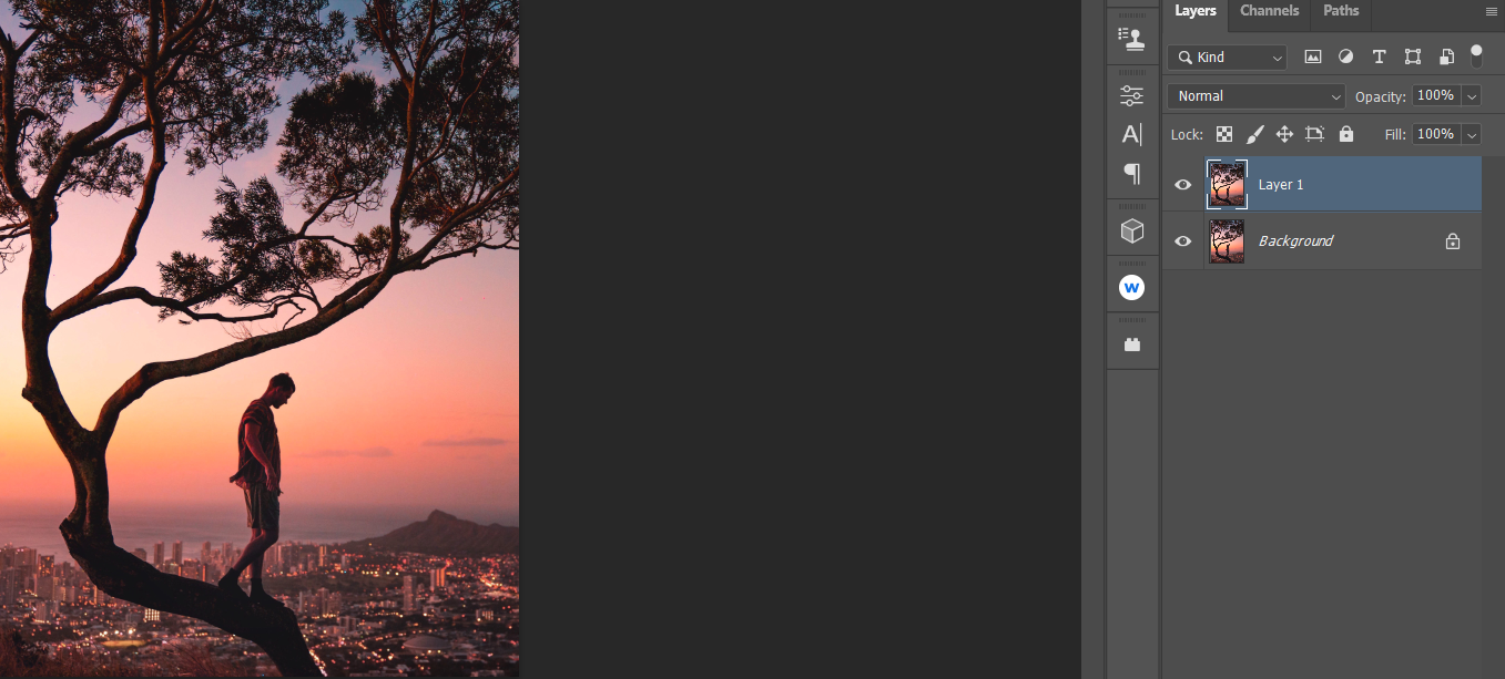 Создание дубликата слоя в панели слоёв