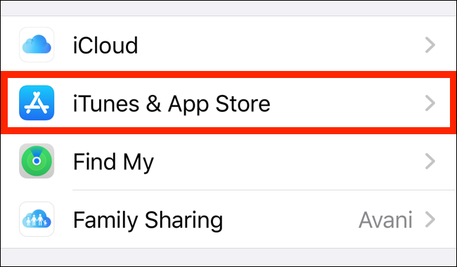 Выберите iTunes и App Store на странице учётной записи