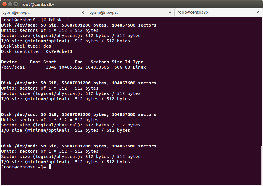 Вывод fdisk -l со списком дисков