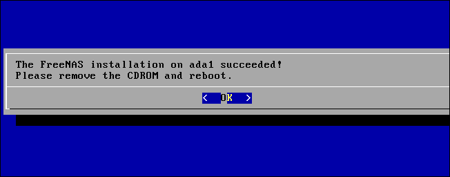 Установка FreeNAS завершена