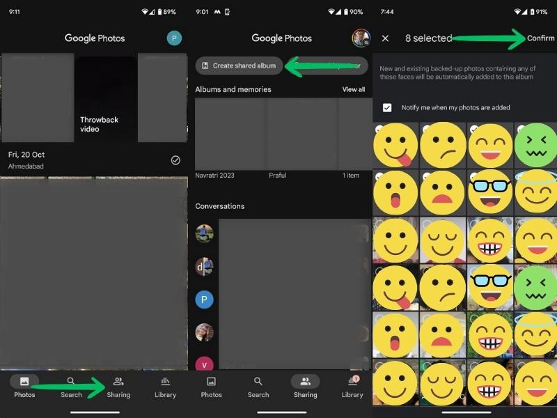 Создание общего альбома на мобильном устройстве