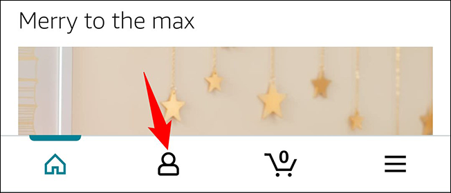 Значок пользователя внизу приложения Amazon
