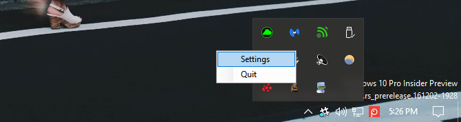 Иконка VideoPaper в трее и меню настроек