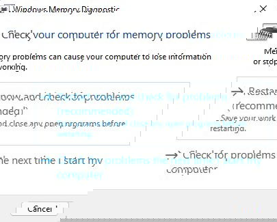 Запуск проверки памяти в Windows.