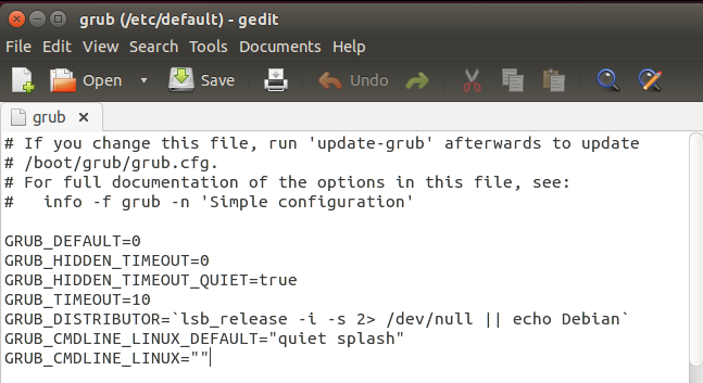 Редактирование файла /etc/grub.d/40_custom в nano