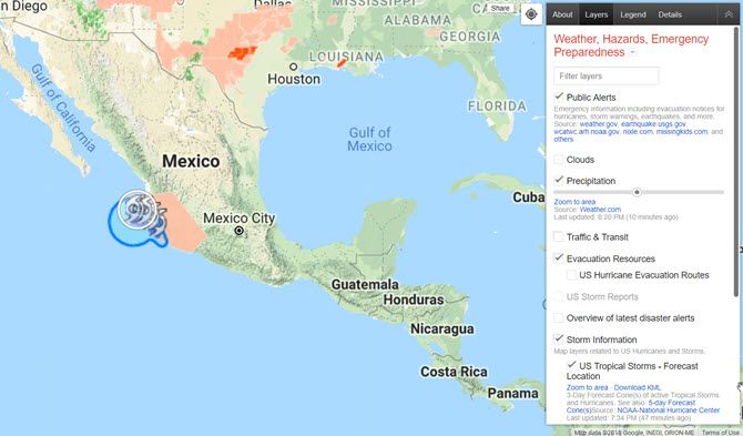 карта кризисных ситуаций Google