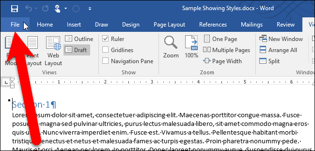 Переход во вкладку Файл