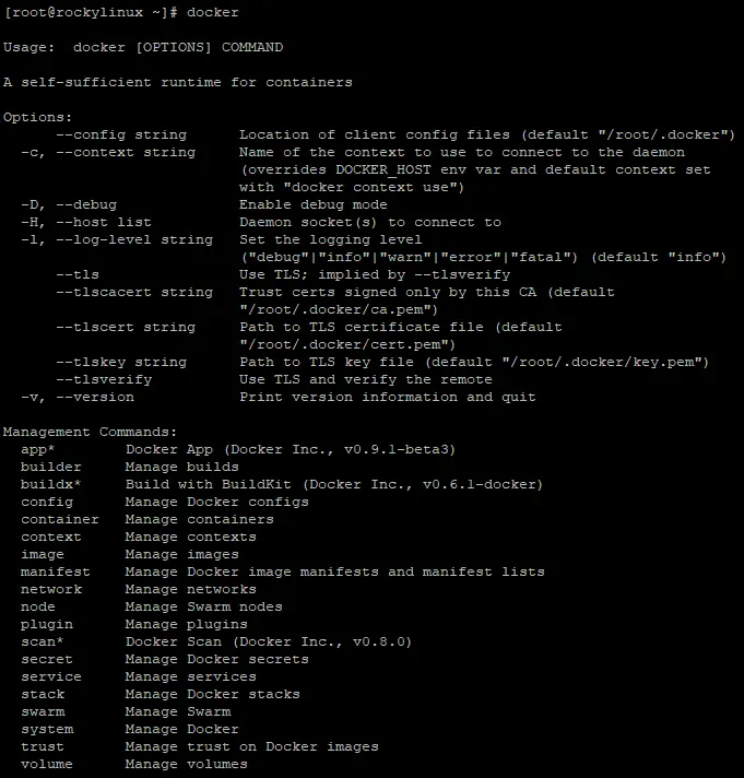 Список команд Docker