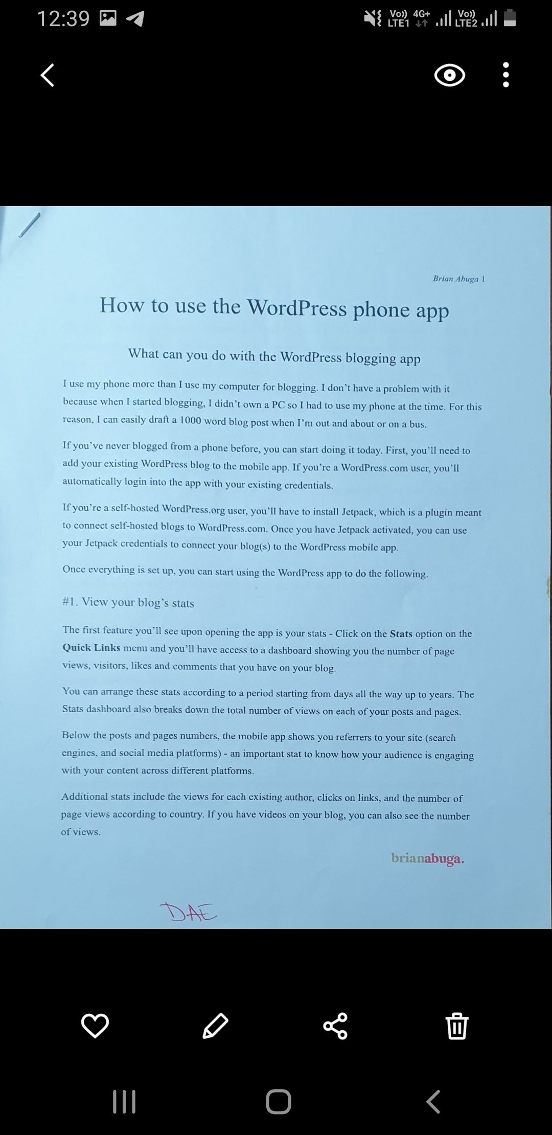 Готовый отсканированный документ в галерее