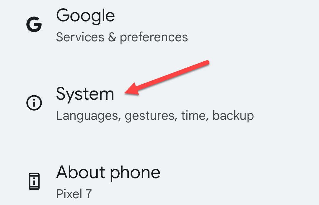 Экран настроек «Система».