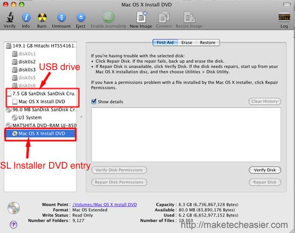 Создать загрузочную USB для Snow Leopard