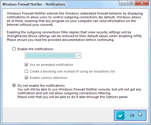 Окно настроек уведомлений с опцией отключения уведомлений
