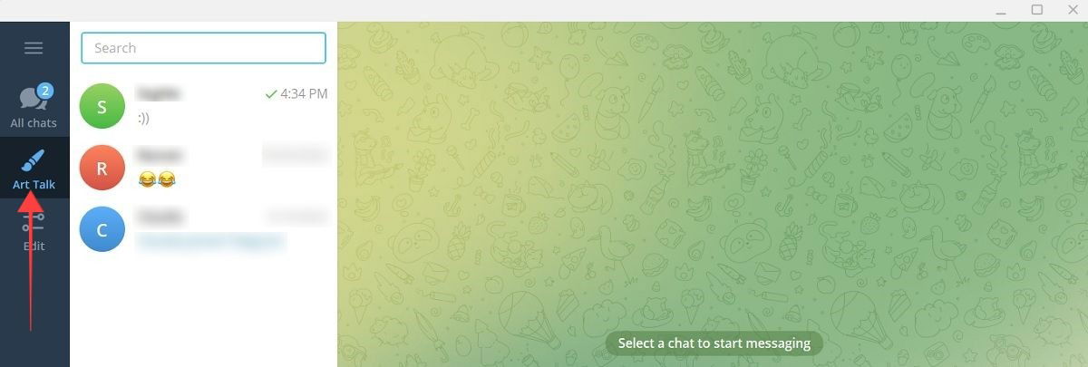 Просмотр новых папок в Telegram на ПК.