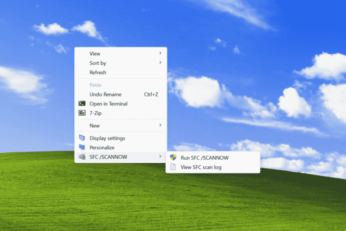 SFC /SCANNOW в контекстном меню Windows 11