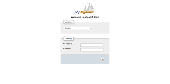 Экран входа phpMyAdmin