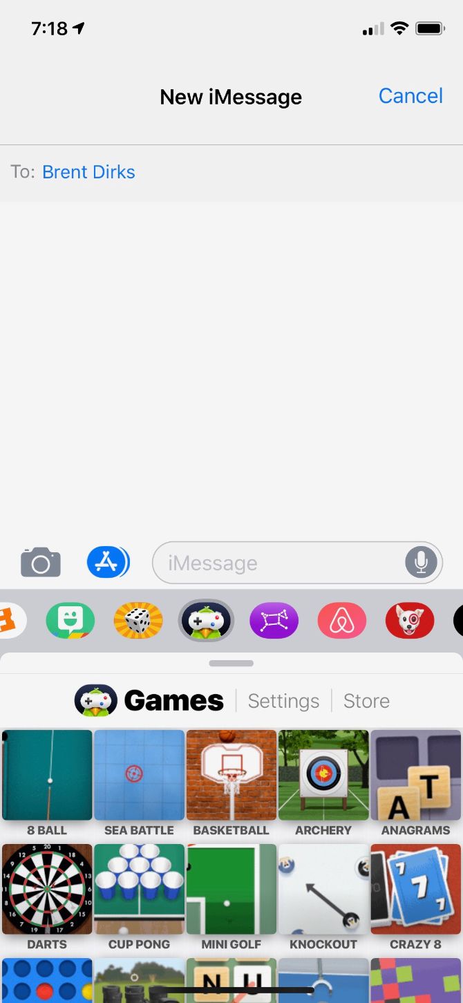 GamePigeon: экран с меню игр и миниатюрными иконками каждого режима
