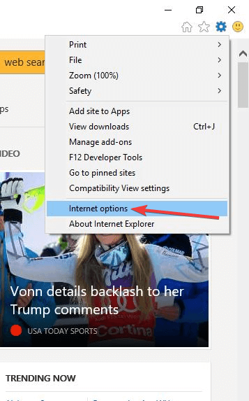 Опции Internet Explorer
