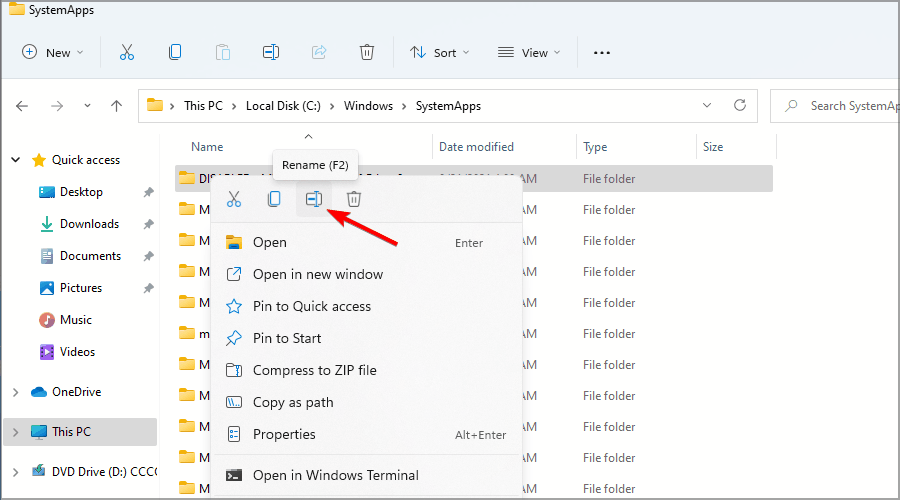 переименование папки edge