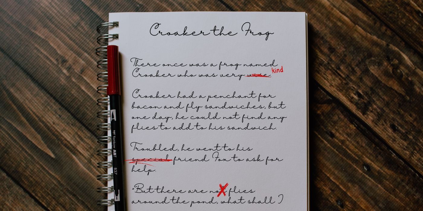 Детская история с пометками красным карандашом