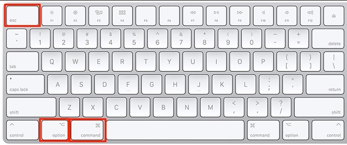 Меню Apple с пунктом Принудительно завершить