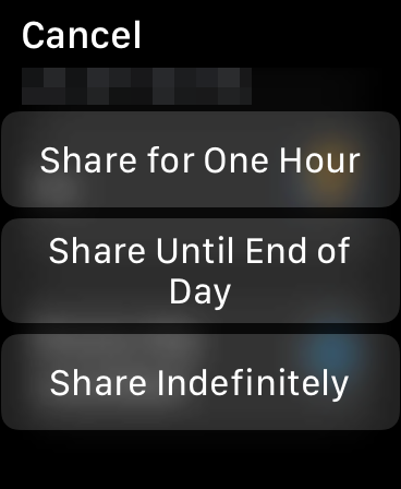 Share Location Duration on Apple Watch