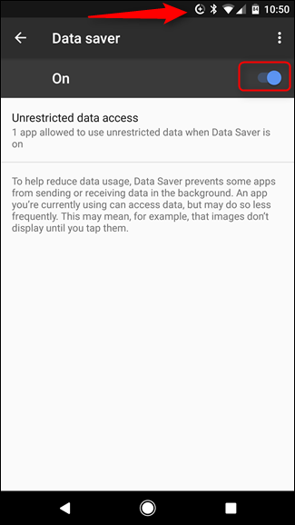 Иконка режима Экономии данных в строке состояния