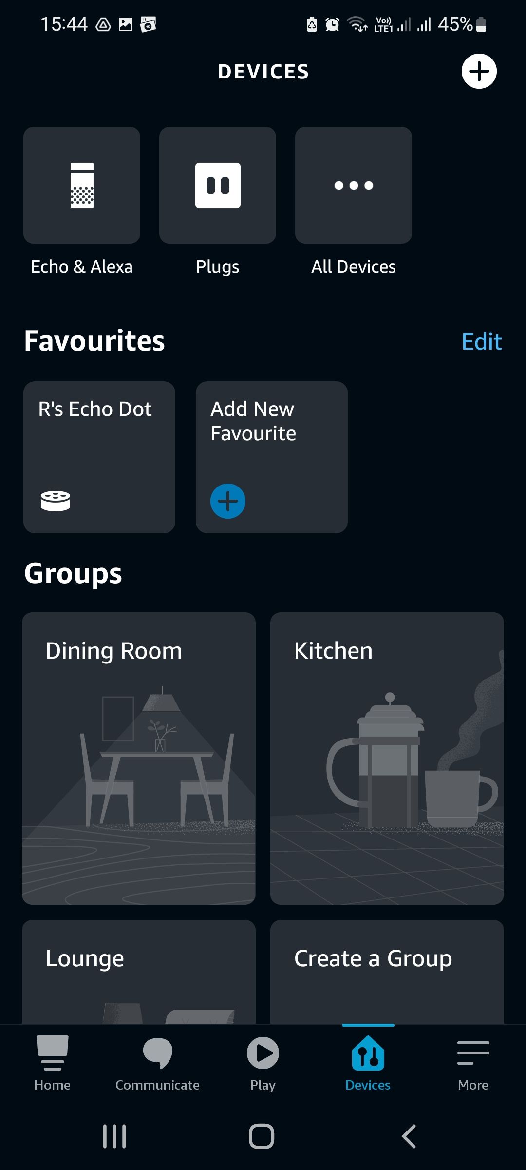 The Alexa devices screen