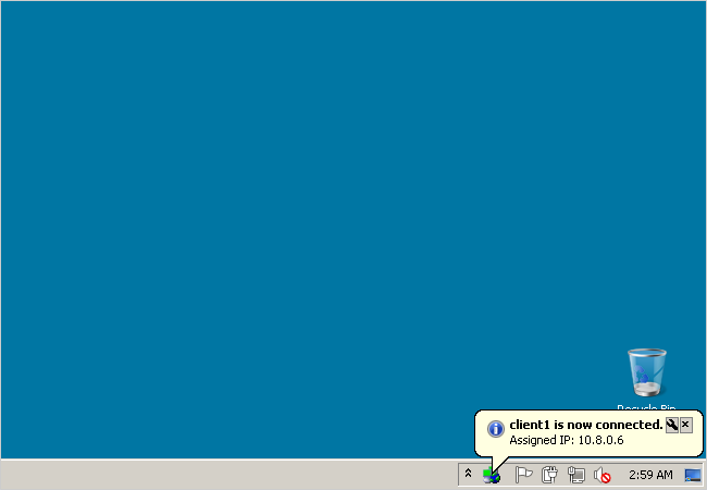 Индикатор подключения OpenVPN зелёный