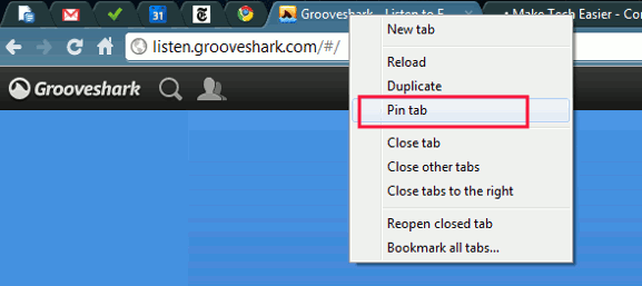 Закрепление вкладки приложения