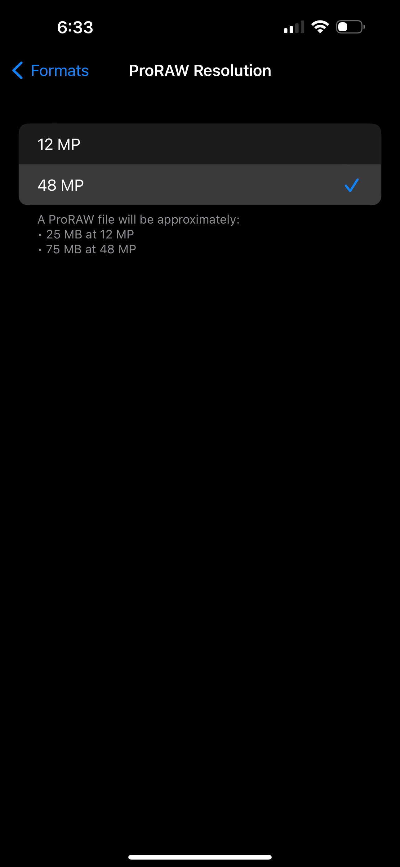 Выбор ProRAW 48MP